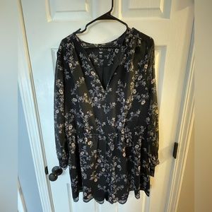 BUNDLE — TWO items (one olive green dress and one black floral romper)